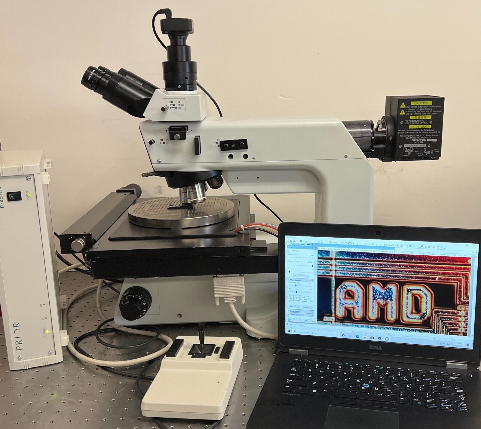 Olympus MX50 Microscope 200mm Wafer Nomarski DIC BF/DF +Prior stage ...